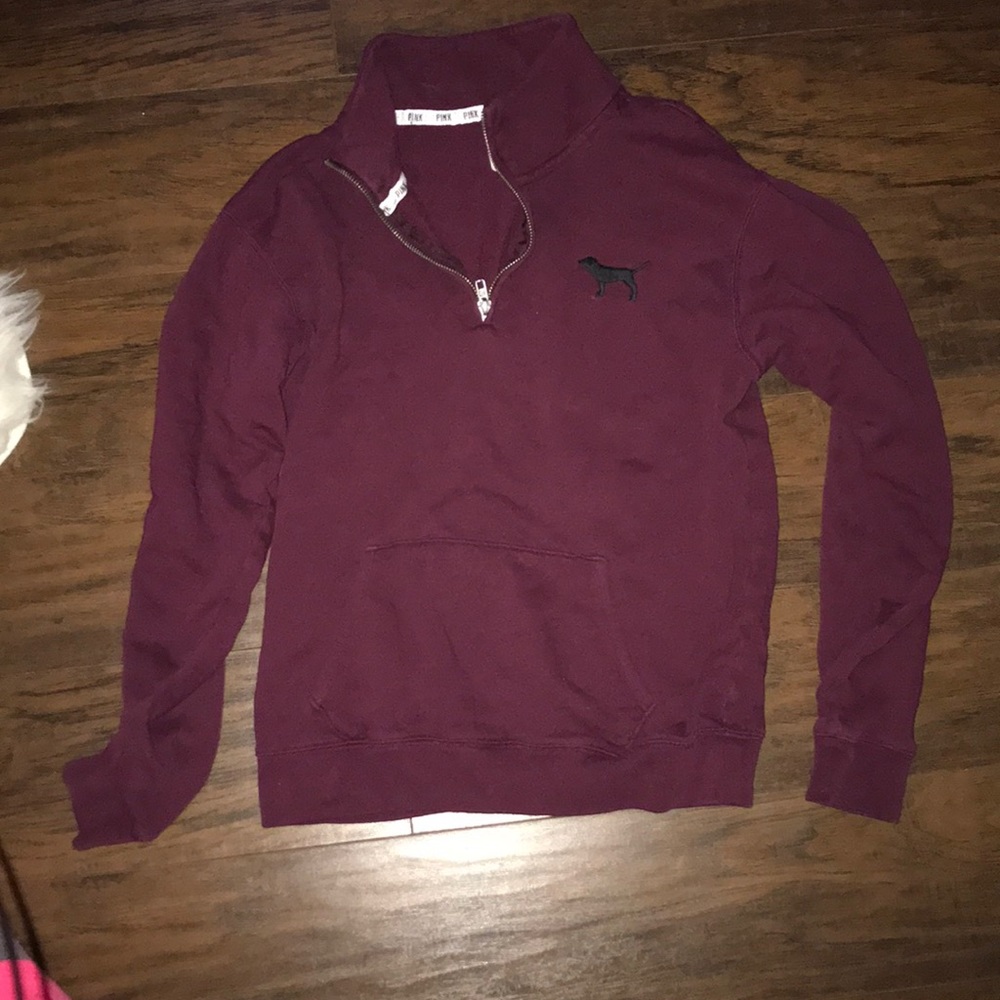 PINK half zip maroon